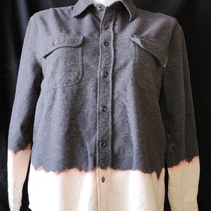 Flannel Vintage Bleach Dipped/Distressed Heavy Button up